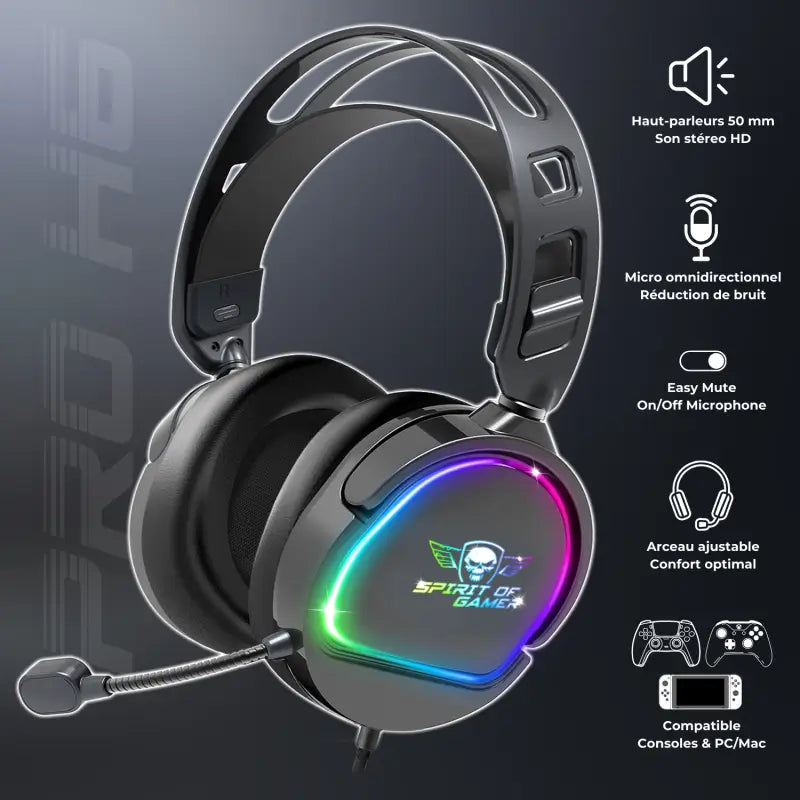 Casque gamer PRO-H6 Noir